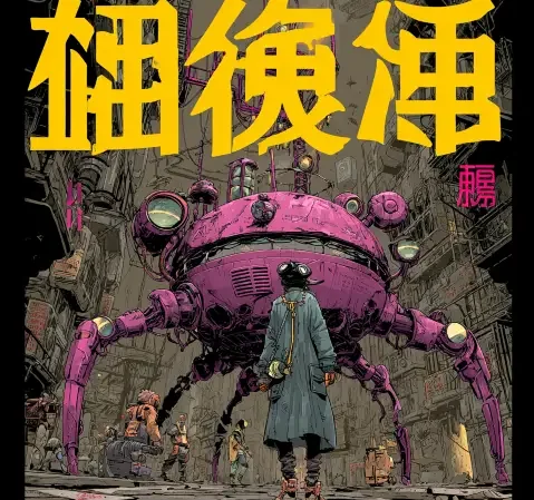 漫画阅读场景，桌面摆放多本漫画和手机